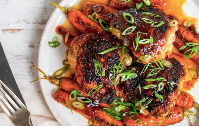 One Pan Chicken & Carrots with Orange Soy Glaze